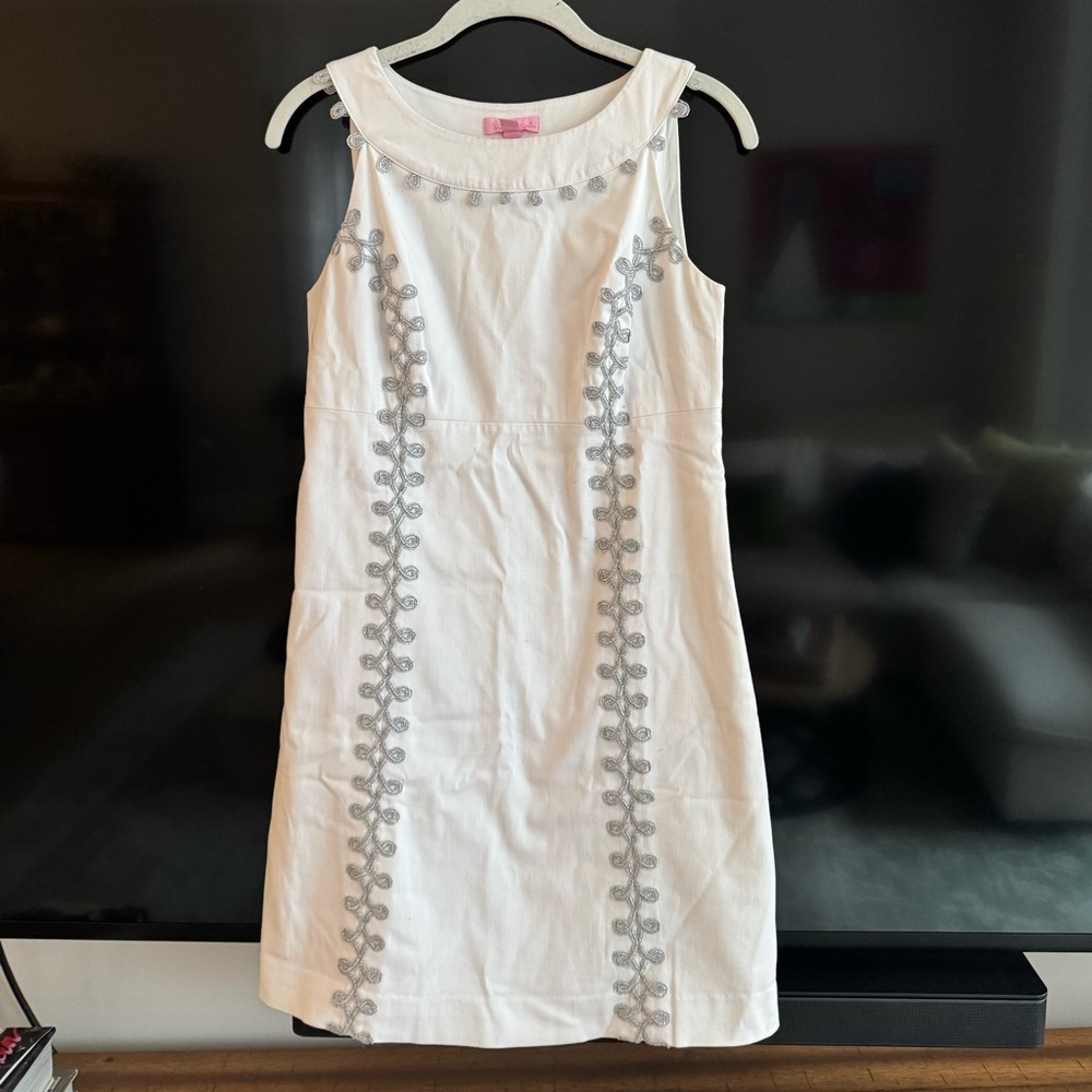 Lilly Pulitzer White and Silver Embellished Mini Dress